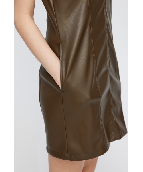 【セール】FAUX LEATHER ZIP ミニワンピース（ワンピース）｜LAGUA GEM（ラグアジェム）