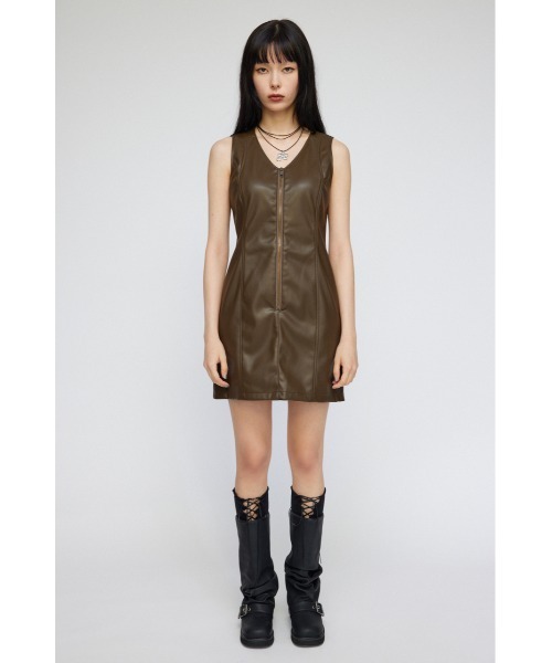 【セール】FAUX LEATHER ZIP ミニワンピース（ワンピース）｜LAGUA GEM（ラグアジェム）