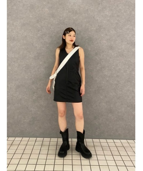 【セール】FAUX LEATHER ZIP ミニワンピース（ワンピース）｜LAGUA GEM（ラグアジェム）