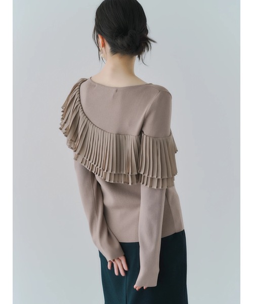 YECCA VECCA(イェッカヴェッカ)の「プリーツMIXニット(ニット/セーター・レディース・ベージュ/ブラック・FREE)」の8枚目の写真