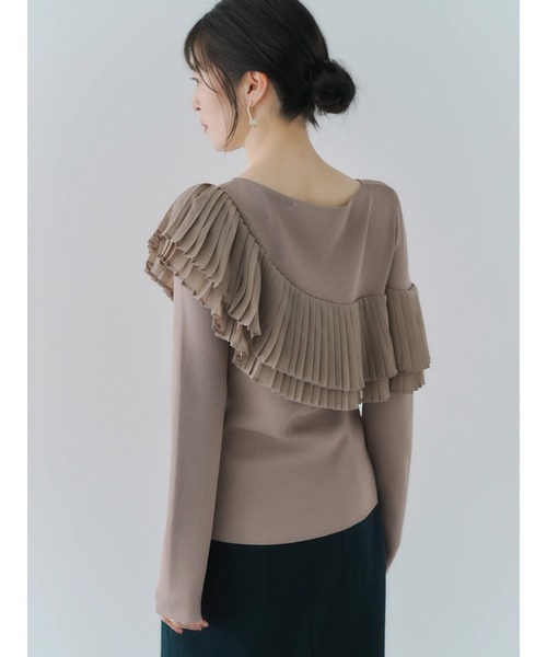 YECCA VECCA(イェッカヴェッカ)の「プリーツMIXニット(ニット/セーター・レディース・ベージュ/ブラック・FREE)」の9枚目の写真