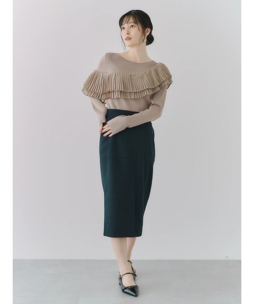 YECCA VECCA(イェッカヴェッカ)の「プリーツMIXニット(ニット/セーター・レディース・ベージュ/ブラック・FREE)」の12枚目の写真