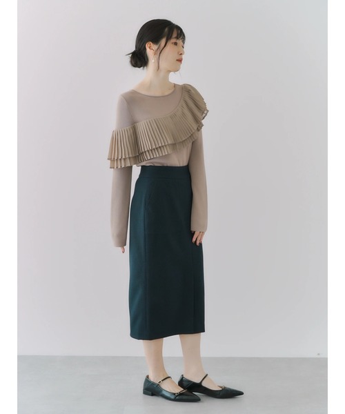 YECCA VECCA(イェッカヴェッカ)の「プリーツMIXニット(ニット/セーター・レディース・ベージュ/ブラック・FREE)」の13枚目の写真