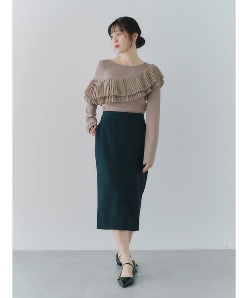 YECCA VECCA(イェッカヴェッカ)の「プリーツMIXニット(ニット/セーター・レディース・ベージュ/ブラック・FREE)」の14枚目の写真