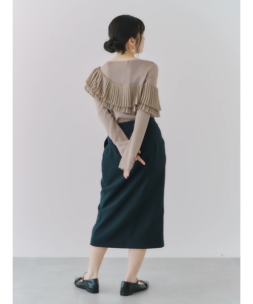 YECCA VECCA(イェッカヴェッカ)の「プリーツMIXニット(ニット/セーター・レディース・ベージュ/ブラック・FREE)」の19枚目の写真