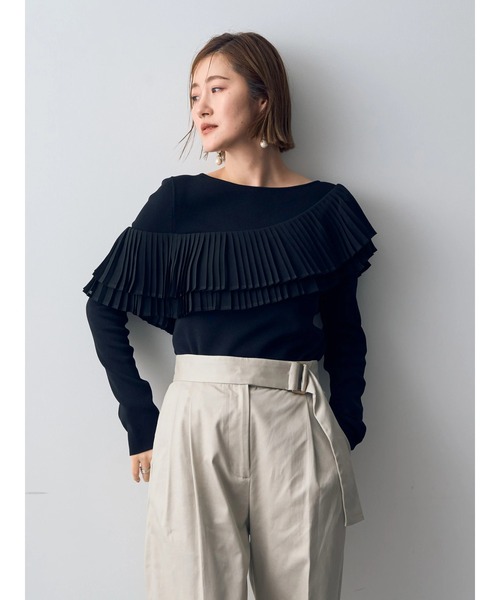 YECCA VECCA(イェッカヴェッカ)の「プリーツMIXニット(ニット/セーター・レディース・ベージュ/ブラック・FREE)」の20枚目の写真