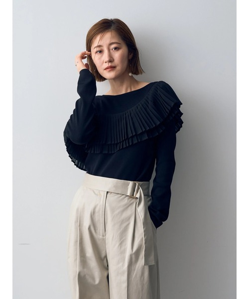 YECCA VECCA(イェッカヴェッカ)の「プリーツMIXニット(ニット/セーター・レディース・ベージュ/ブラック・FREE)」の21枚目の写真