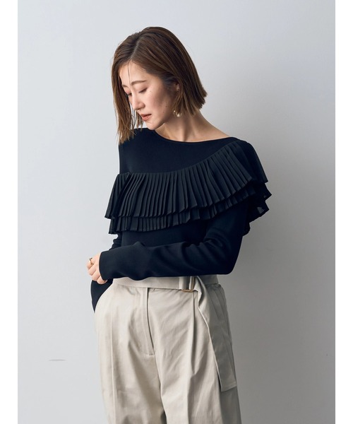 YECCA VECCA(イェッカヴェッカ)の「プリーツMIXニット(ニット/セーター・レディース・ベージュ/ブラック・FREE)」の22枚目の写真