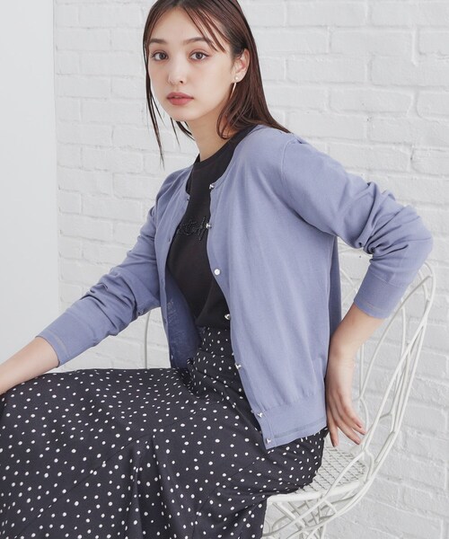 セール】シアーラインデザインクルーネックカーディガン/アンサンブル