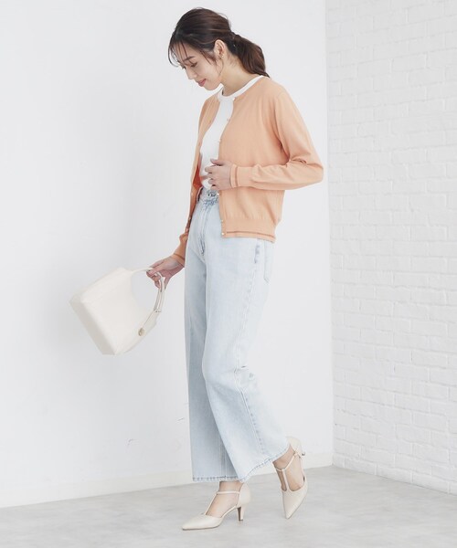 Npduy購入ページ セール】シアーラインデザインクルーネックカーディガン/アンサンブル