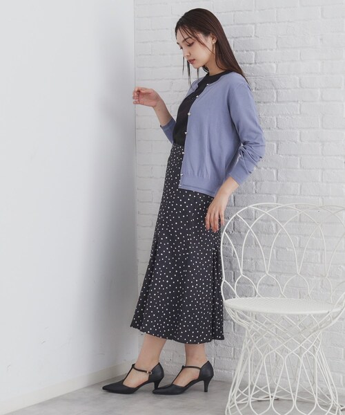 セール】シアーラインデザインクルーネックカーディガン/アンサンブル