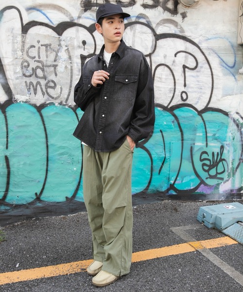 WEGO（ウィゴー）の「WEGO/デニムBIGシャツ（シャツ/ブラウス・メンズ・スカイブルー/ブラック系3・LARGE/MEDIUM/SMALL）」の12枚目の写真