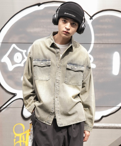 WEGO（ウィゴー）の「WEGO/デニムBIGシャツ（シャツ/ブラウス・メンズ・スカイブルー/ブラック系3・LARGE/MEDIUM/SMALL）」の19枚目の写真