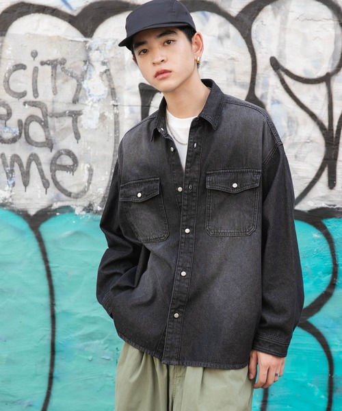 WEGO（ウィゴー）の「WEGO/デニムBIGシャツ（シャツ/ブラウス・メンズ・スカイブルー/ブラック系3・LARGE/MEDIUM/SMALL）」の16枚目の写真