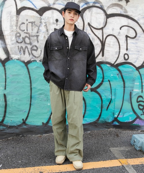 WEGO（ウィゴー）の「WEGO/デニムBIGシャツ（シャツ/ブラウス・メンズ・スカイブルー/ブラック系3・LARGE/MEDIUM/SMALL）」の18枚目の写真