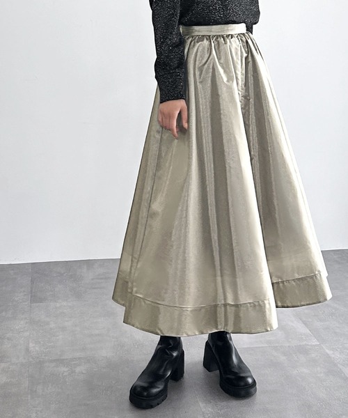 ELFRANK(エルフランク)の「シアーフレアスカート(スカート・レディース・ベージュ/ブラック/カーキ・FREE)」の16枚目の写真