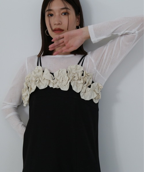 N.（N. Natural Beauty Basic）（エヌエヌナチュラルビューティーベーシック）の「◆ラッフルビスチェキャミワンピース（ワンピース・レディース・モカ/ブラック・MEDIUM）」の6枚目の写真