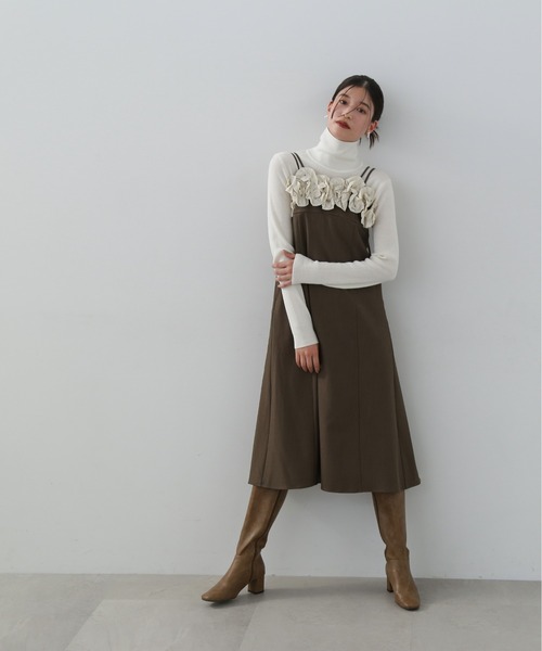 N.（N. Natural Beauty Basic）（エヌエヌナチュラルビューティーベーシック）の「◆ラッフルビスチェキャミワンピース（ワンピース・レディース・モカ/ブラック・MEDIUM）」の13枚目の写真