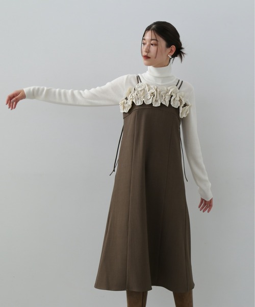 N.（N. Natural Beauty Basic）（エヌエヌナチュラルビューティーベーシック）の「◆ラッフルビスチェキャミワンピース（ワンピース・レディース・モカ/ブラック・MEDIUM）」の15枚目の写真