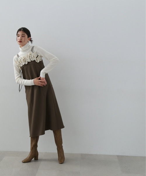 N.（N. Natural Beauty Basic）（エヌエヌナチュラルビューティーベーシック）の「◆ラッフルビスチェキャミワンピース（ワンピース・レディース・モカ/ブラック・MEDIUM）」の16枚目の写真