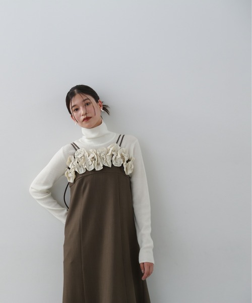 N.（N. Natural Beauty Basic）（エヌエヌナチュラルビューティーベーシック）の「◆ラッフルビスチェキャミワンピース（ワンピース・レディース・モカ/ブラック・MEDIUM）」の18枚目の写真