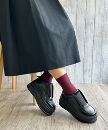 厚底 シンプルデザイン プラットフォームスニーカー