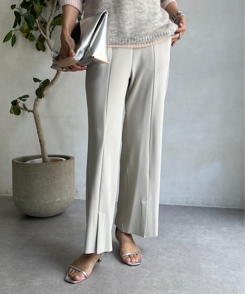 【セール】裾ベンツストレートパンツ（スラックス）｜DouDou（ドゥドゥ）