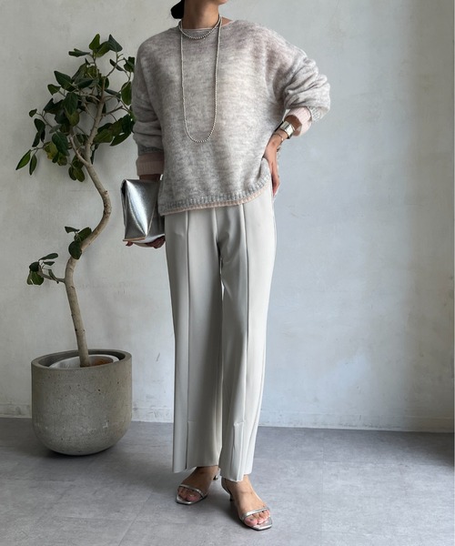 DouDou(ドゥドゥ)の「裾ベンツストレートパンツ(スラックス・レディース・ライトグレー/オフホワイト/ブラック・36/38)」の16枚目の写真