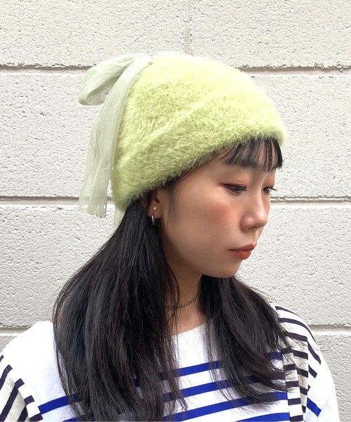 Casselini（キャセリーニ）の「Casselini(キャセリーニ)ビッグリボンニットワッチ（ニットキャップ/ビーニー・レディース・ブラック/グレー/ライム・FREE）」の3枚目の写真