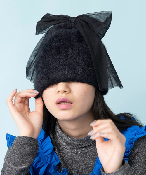 Casselini（キャセリーニ）の「Casselini(キャセリーニ)ビッグリボンニットワッチ（ニットキャップ/ビーニー・レディース・ブラック/グレー/ライム・FREE）」の10枚目の写真