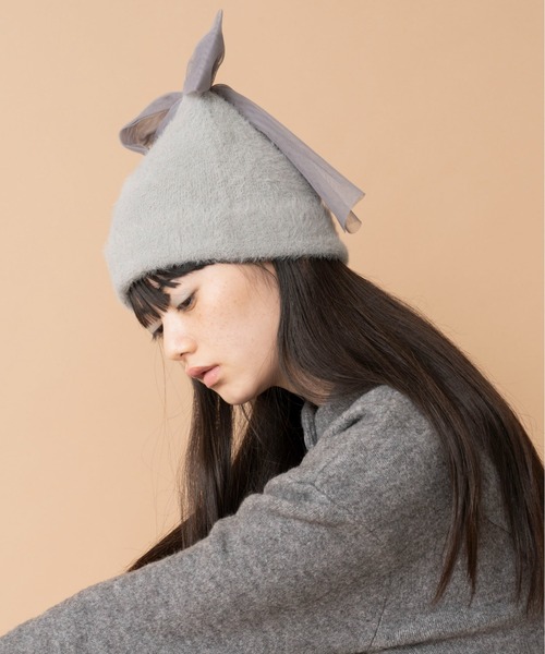 Casselini（キャセリーニ）の「Casselini(キャセリーニ)ビッグリボンニットワッチ（ニットキャップ/ビーニー・レディース・ブラック/グレー/ライム・FREE）」の12枚目の写真