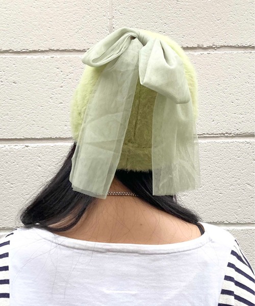 Casselini（キャセリーニ）の「Casselini(キャセリーニ)ビッグリボンニットワッチ（ニットキャップ/ビーニー・レディース・ブラック/グレー/ライム・FREE）」の13枚目の写真