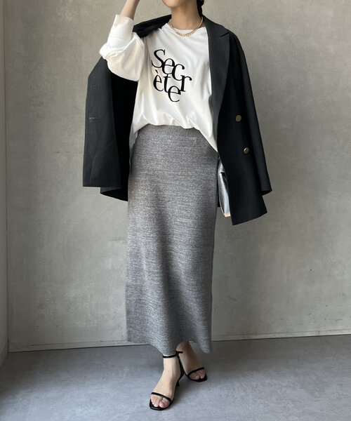 WEB限定】ミラノリブラメニットスカート（スカート）｜DouDou  