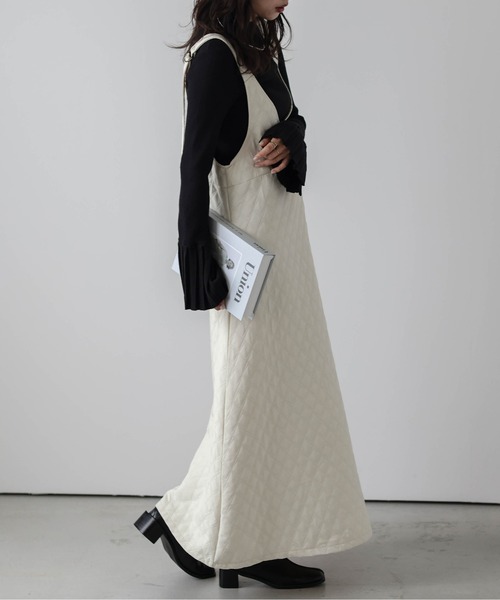 La-gemme（ラジェム）の「キルティングジャンパースカート（ジャンパースカート・レディース・ブラック/アイボリー/カーキ・フリー）」の10枚目の写真