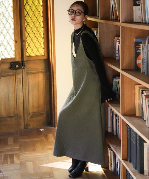 La-gemme（ラジェム）の「キルティングジャンパースカート（ジャンパースカート・レディース・ブラック/アイボリー/カーキ・フリー）」の17枚目の写真