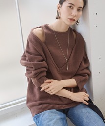 ANGIE | フェイクレイヤードVネックニット(ニット/セーター)