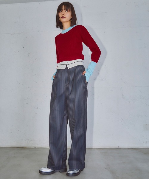 ELLEgirl（エルガール）の「配色ラメリブハイネックニットトップス【ELLEgirl/エル ガール】（ニット/セーター・レディース・レッド/ブラック/ダークブラウン・FREE）」の13枚目の写真