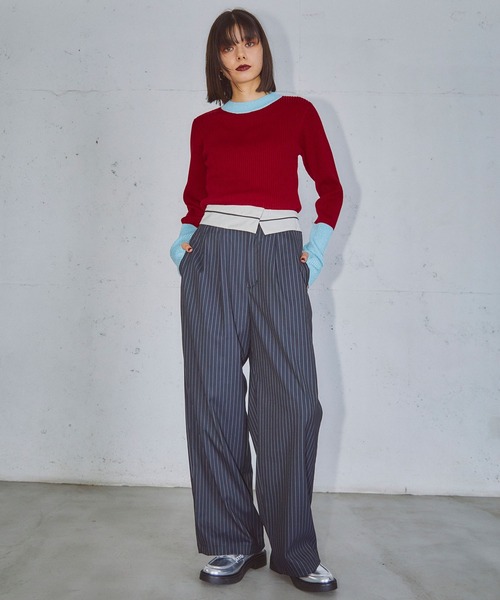 ELLEgirl（エルガール）の「配色ラメリブハイネックニットトップス【ELLEgirl/エル ガール】（ニット/セーター・レディース・レッド/ブラック/ダークブラウン・FREE）」の14枚目の写真