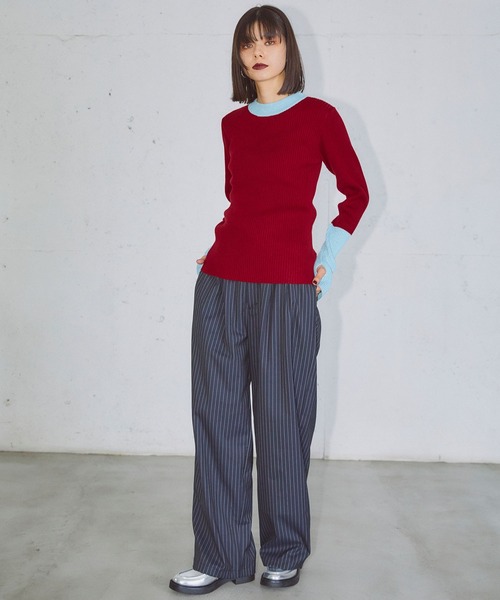 ELLEgirl（エルガール）の「配色ラメリブハイネックニットトップス【ELLEgirl/エル ガール】（ニット/セーター・レディース・レッド/ブラック/ダークブラウン・FREE）」の11枚目の写真