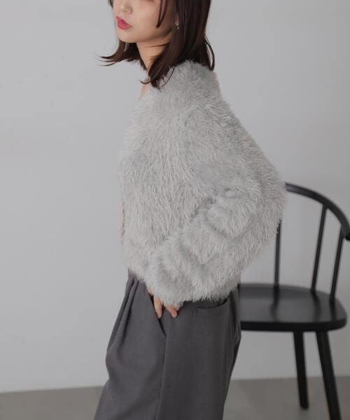 FREE'S MART（フリーズマート）の「◆Vネックフェザーショート丈カーディガン（カーディガン/ボレロ・レディース・ブラック/グリーン/ホワイト/グレー・FREE）」の15枚目の写真