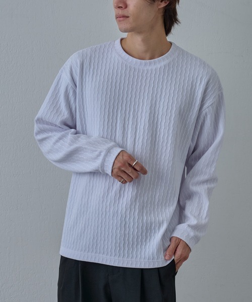 COLONY 2139（コロニートゥーワンスリーナイン）の「シャギージャガードクルーネックプルオーバー（Tシャツ/カットソー・メンズ・ホワイト/ブラック・LARGE/MEDIUM）」の7枚目の写真