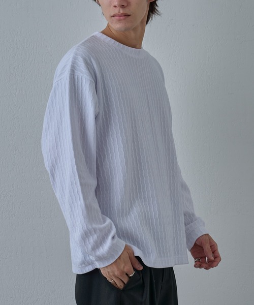 COLONY 2139（コロニートゥーワンスリーナイン）の「シャギージャガードクルーネックプルオーバー（Tシャツ/カットソー・メンズ・ホワイト/ブラック・LARGE/MEDIUM）」の10枚目の写真