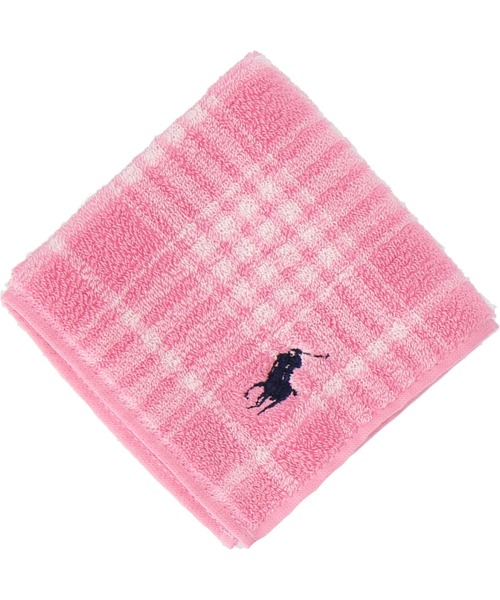 POLO RALPH LAUREN 婦人タオルハンカチ <ポロポニー・ピンクチェック  