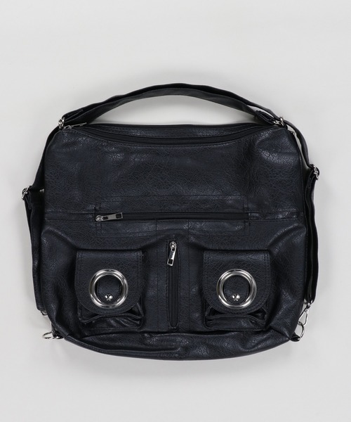 SPINNS（スピンズ）の「【2WAY】2ポケット合皮ショルダーバッグ/リュック（ショルダーバッグ・レディース・ホワイト/ブラック・ONESIZE）」の7枚目の写真