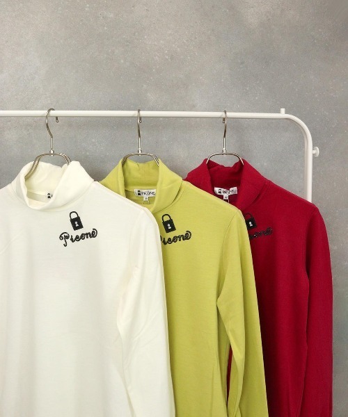 STUDIO PICONE(スタジオピッコーネ)の「コットン混長袖ハイネックプルオーバー(Tシャツ/カットソー・レディース・ブラック/ピンク/グリーン/ホワイト・M/L/LL)」の12枚目の写真