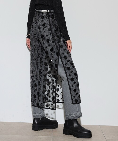 GALLEST(ギャレスト)の「◆スパンコールオーバースカート(スカート・レディース・ブラック・38)」の3枚目の写真