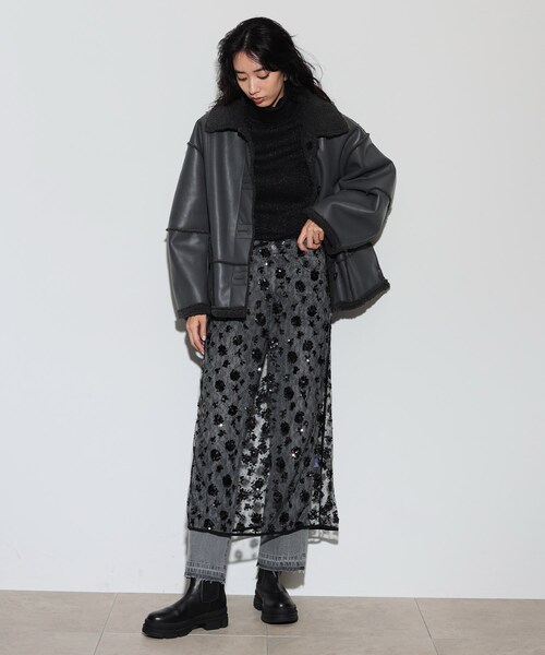 GALLEST(ギャレスト)の「◆スパンコールオーバースカート(スカート・レディース・ブラック・38)」の6枚目の写真