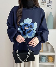 ANNNTIAN ボタニカル柄トレーナー ONE SIZE MinoriTY】裏起毛フラワー刺繍ビッグトレーナー スウェット