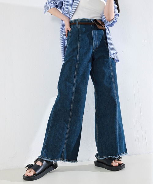 en CAnAF(エンカナフ)の「【Iラインで美シルエット】ハイウエスト デニム ワイド パンツ(デニムパンツ・レディース・ライトブルー/ブルー・フリー)」の18枚目の写真