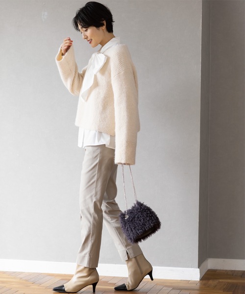 OPAQUE.CLIP（オペークドットクリップ）の「◆ラメショートミドルゲージニット【洗濯機洗い可】（ニット/セーター・レディース・グレー系4/ホワイト系8/ライトオレンジ系1/サックスブルー系5・38/40/36/42）」の20枚目の写真